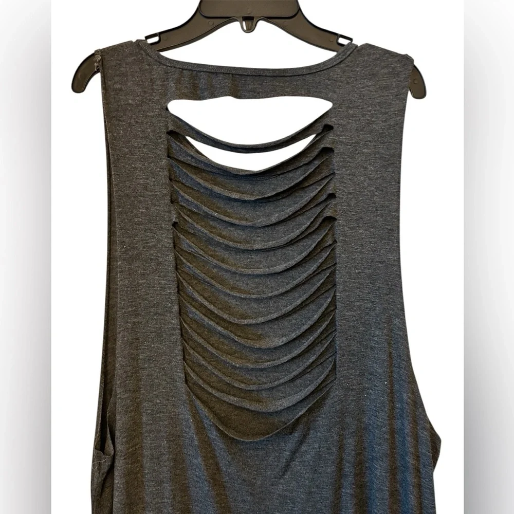 Gray Sleeveless Maxi Dress‎ Cut Out back Size XXL